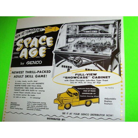 Space Age Arcade Game FLYER Genco 1958 Original NOS Vintage Ephemera Art Sheet - Picture 6 of 7
